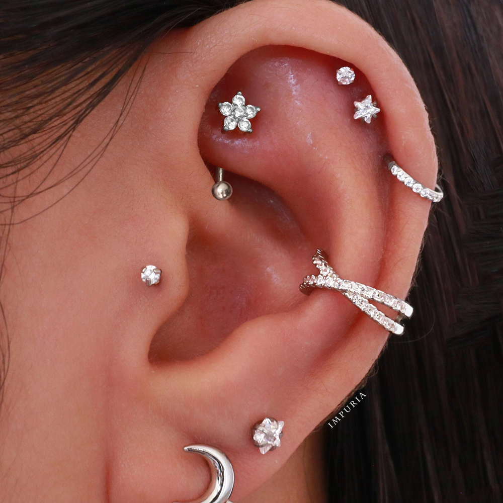 1PC G23 TItanium 16G Crystal F - مراجعة Eyebrow Curved Barbell وسعره