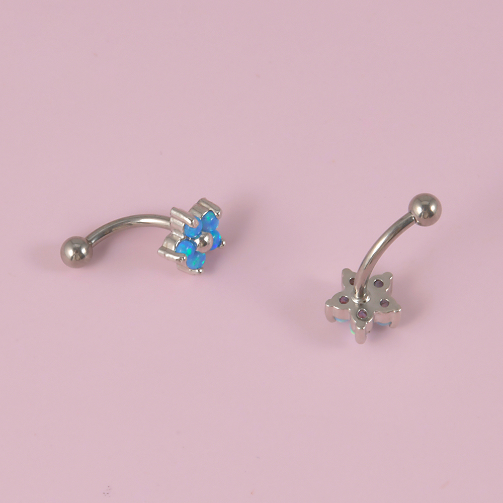 1PC G23 TItanium 16G Crystal F - مراجعة Eyebrow Curved Barbell وسعره
