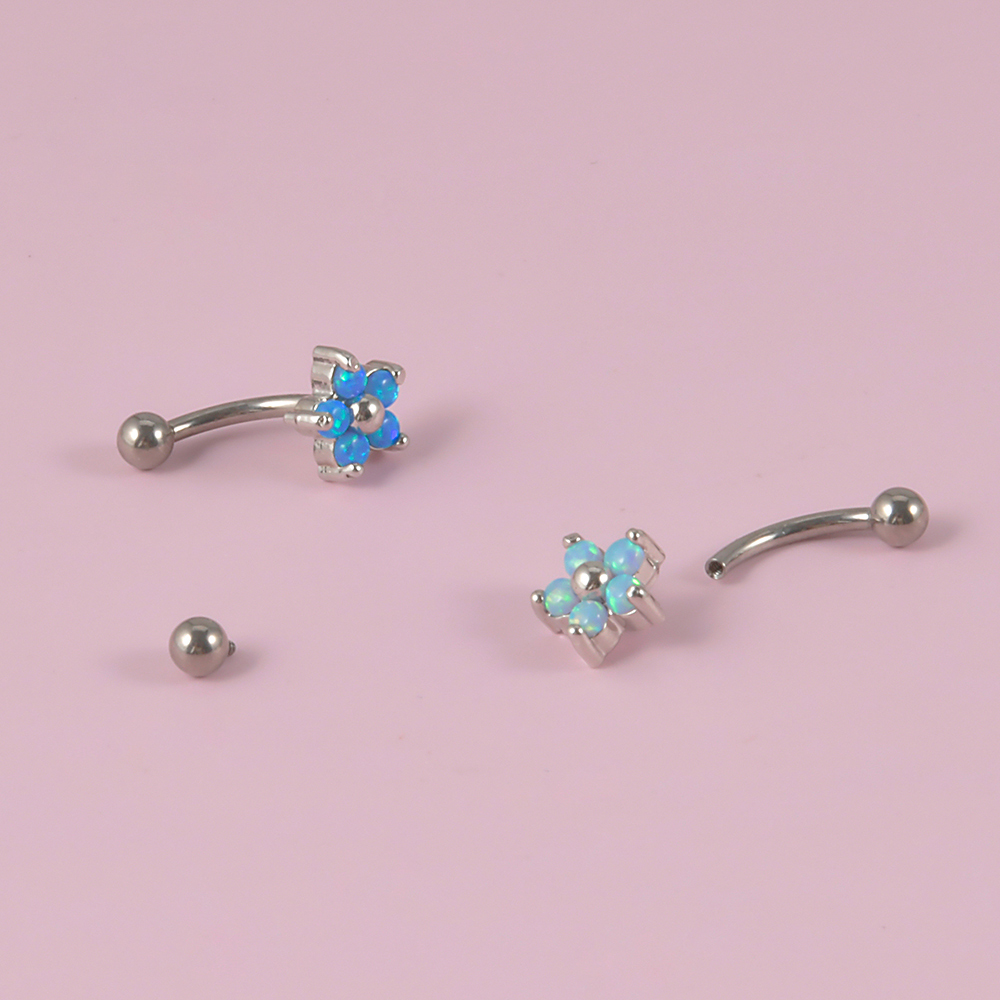 1PC G23 TItanium 16G Crystal F - مراجعة Eyebrow Curved Barbell وسعره