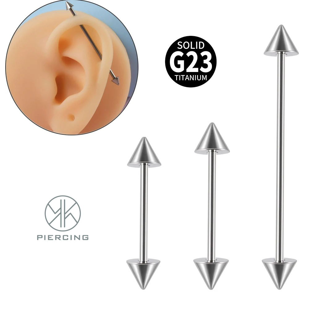 1Pc G23 Titanium Cone Industri - مراجعة Tongue Barbell Straight وسعره
