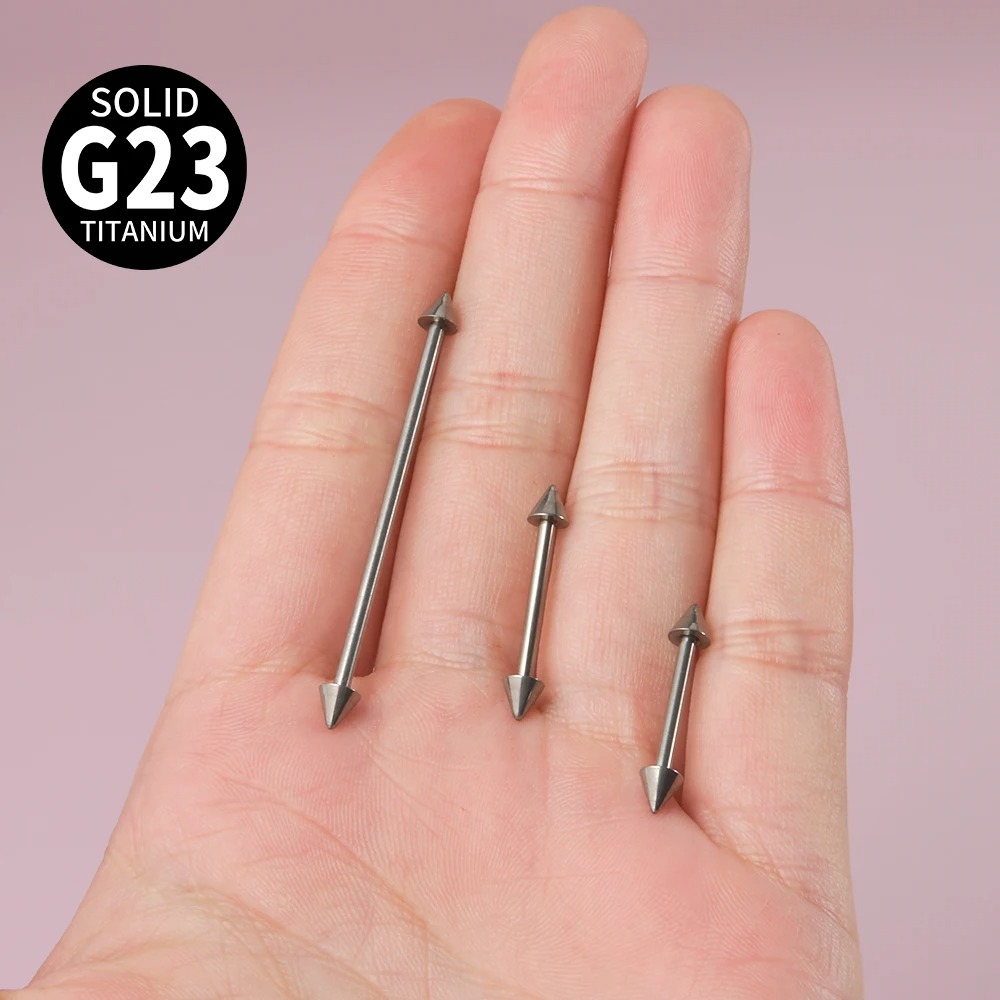 1Pc G23 Titanium Cone Industri - مراجعة Tongue Barbell Straight وسعره