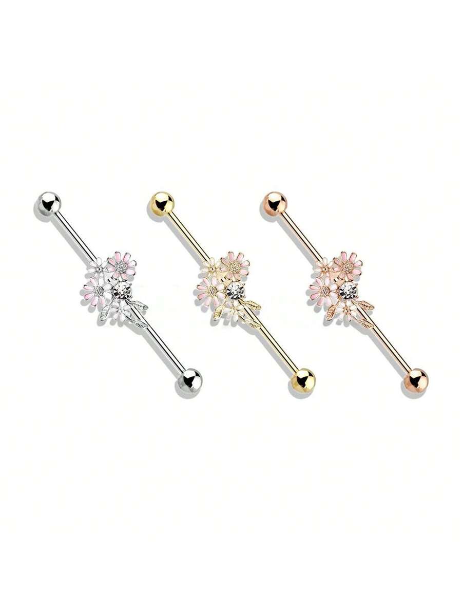 Floral Industrial Barbell Ear  - مراجعة Body Jewelry Barbell وسعره