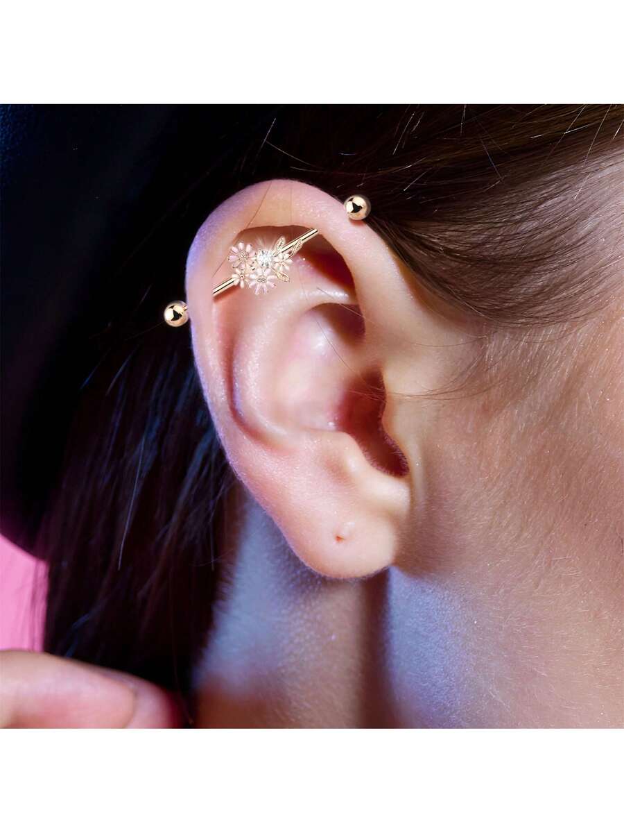 Floral Industrial Barbell Ear  - مراجعة Body Jewelry Barbell وسعره