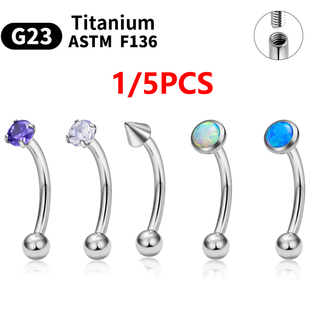 1/5PCS ASTM F136 Titanium Inte - مراجعة Eyebrow Curved Barbell وسعره