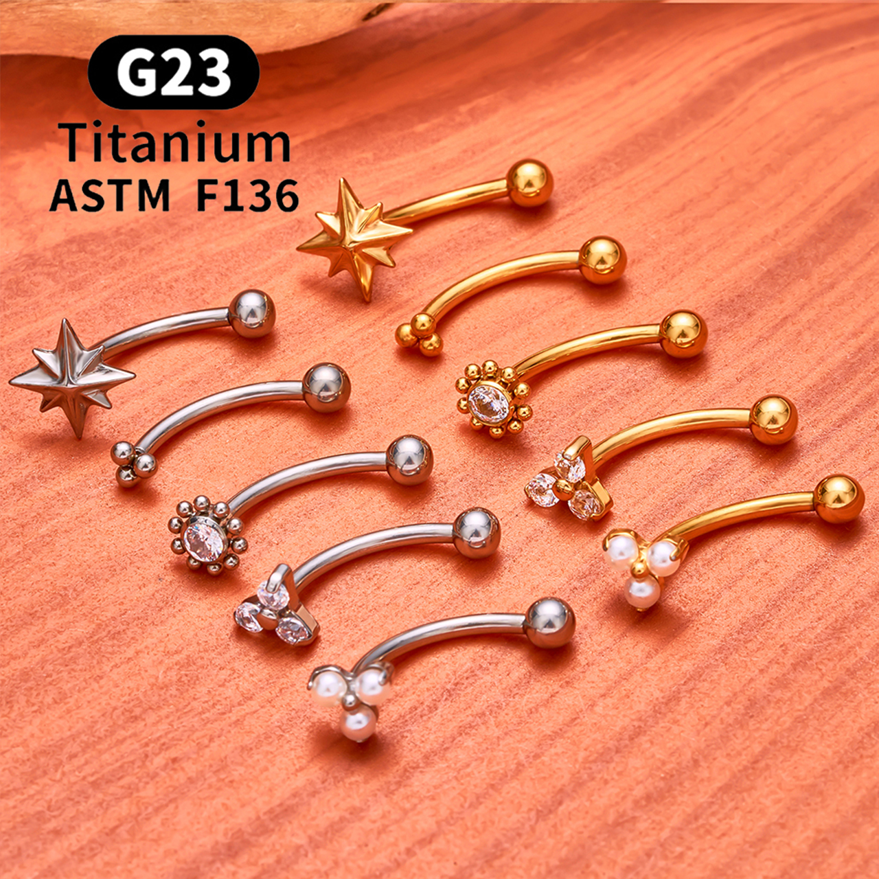 ASTM F136 Titanium Hexagram Ro - مراجعة Eyebrow Curved Barbell وسعره