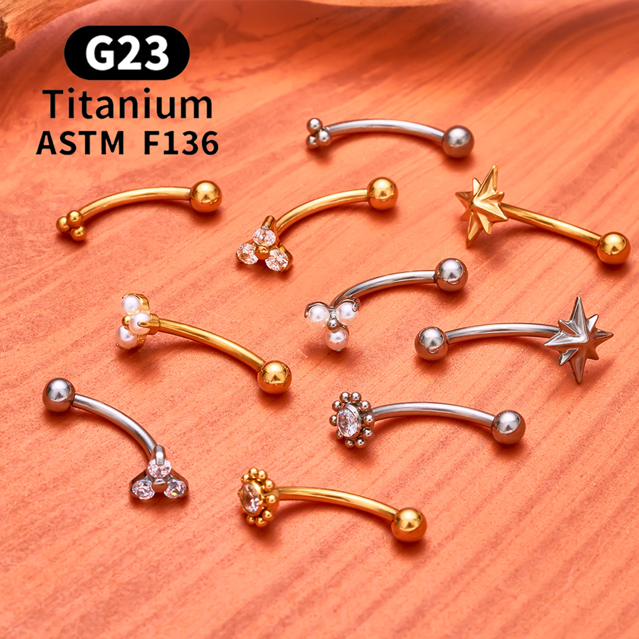 ASTM F136 Titanium Hexagram Ro - مراجعة Eyebrow Curved Barbell وسعره