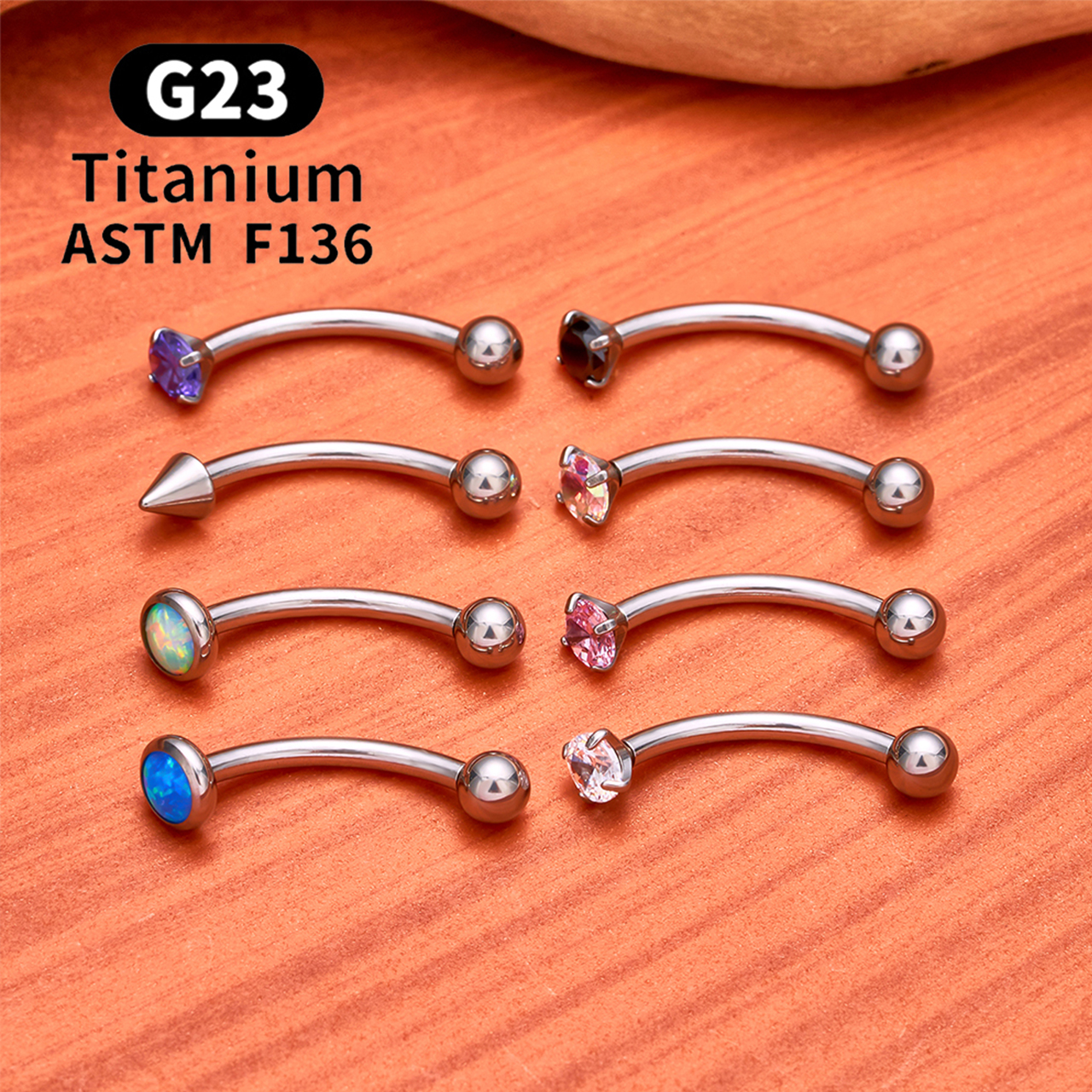 ASTM F136 Titanium Hexagram Ro - مراجعة Eyebrow Curved Barbell وسعره