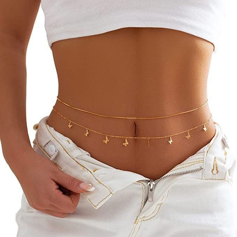 Fashion Simple Double Layer Be - مراجعة Body Chain Jewelry وسعره