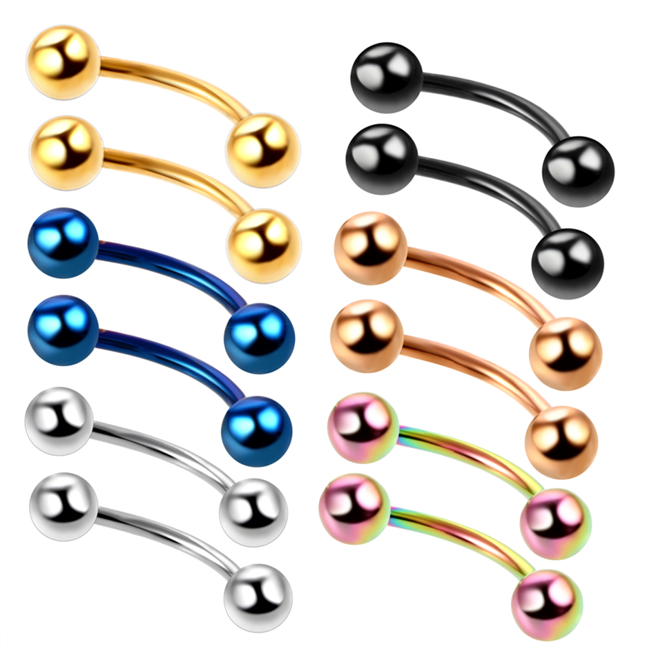 Lot of 2pcs Titanium Anodized  - مراجعة Eyebrow Curved Barbell وسعره