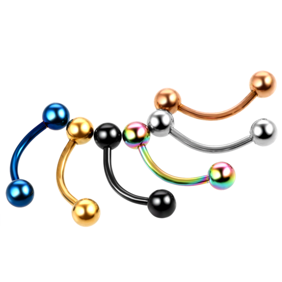 Lot of 2pcs Titanium Anodized  - مراجعة Eyebrow Curved Barbell وسعره