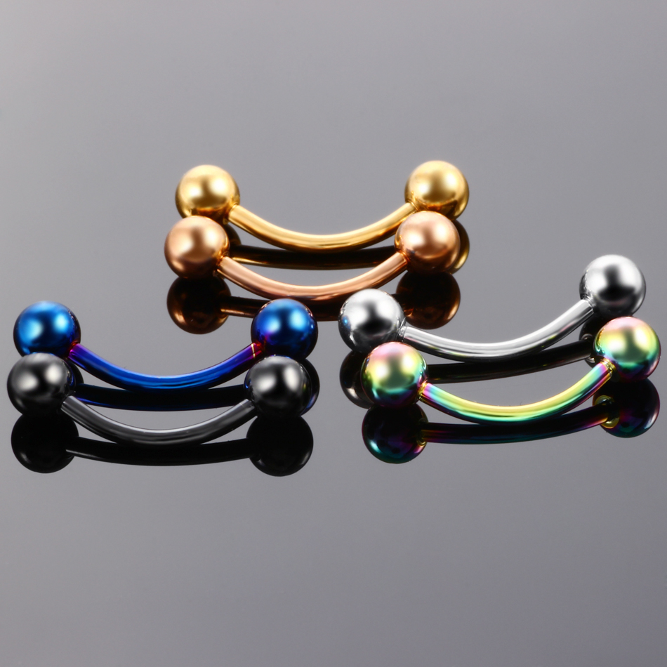 Lot of 2pcs Titanium Anodized  - مراجعة Eyebrow Curved Barbell وسعره