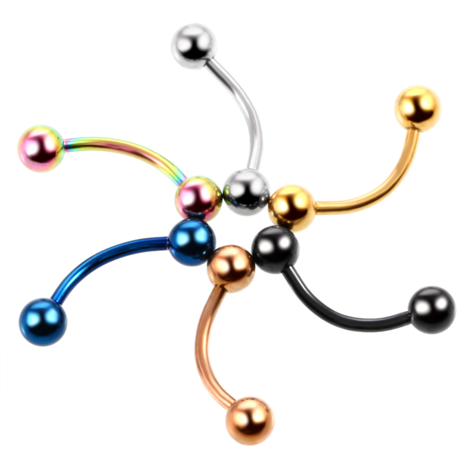 Lot of 2pcs Titanium Anodized  - مراجعة Eyebrow Curved Barbell وسعره