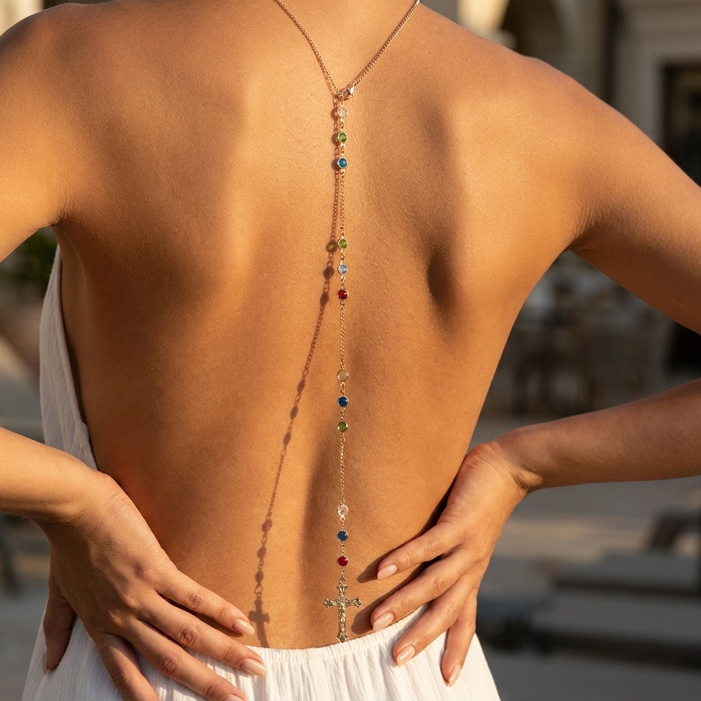 Minimalist Cross Crystal Back  - مراجعة Body Chain Jewelry وسعره